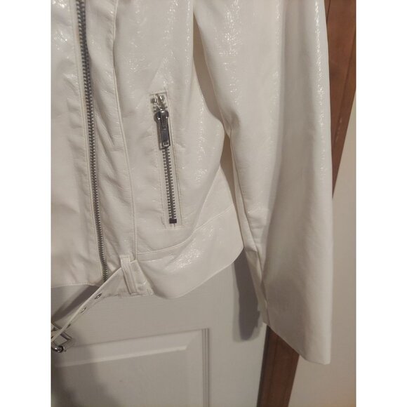BB DAKOTA It's Electric Moto Jacket Belted Buckle Notch Collar White Size M - Picture 5 of 11